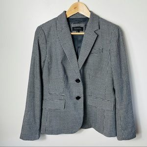 Talbots Black & White Houndstooth Wool Blazer EUC